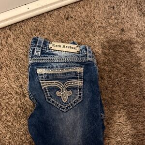 Rock Revival Women's Blue Embellished Back Pocket Bootcut Jeans